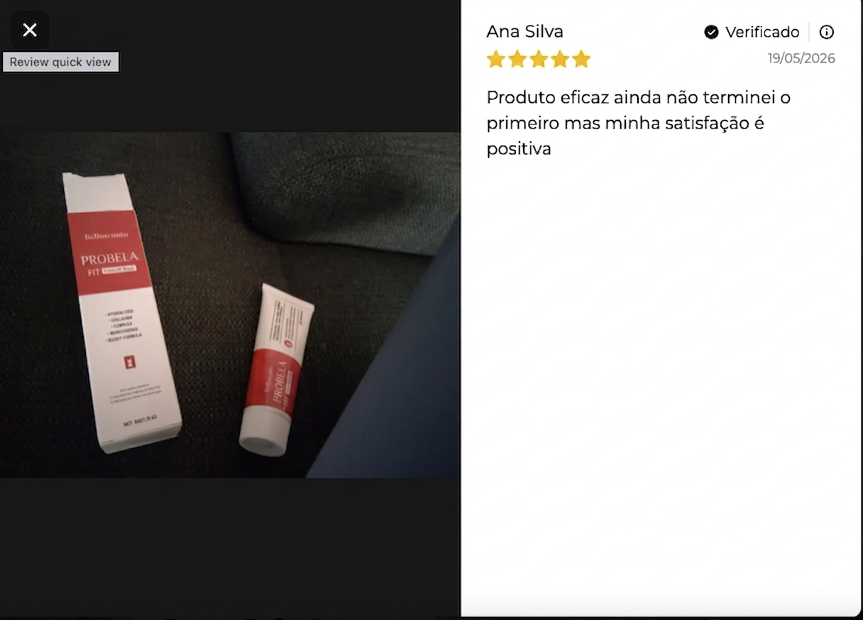 Avaliação com foto de Ana Silva sobre a PROBELA Real Collagen Fit Mask